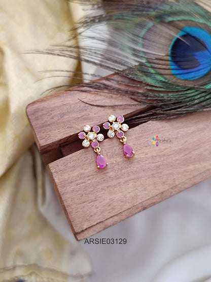 Red and White Tear Drop Earrings