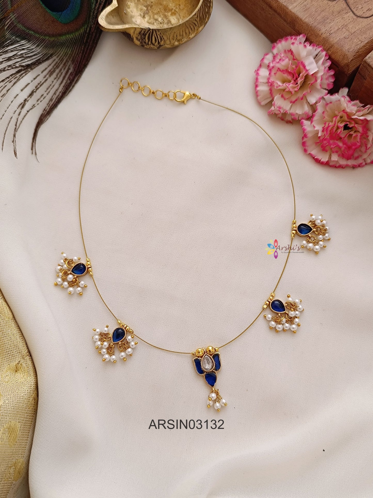 Lotus Blue Stone Invisible Necklace