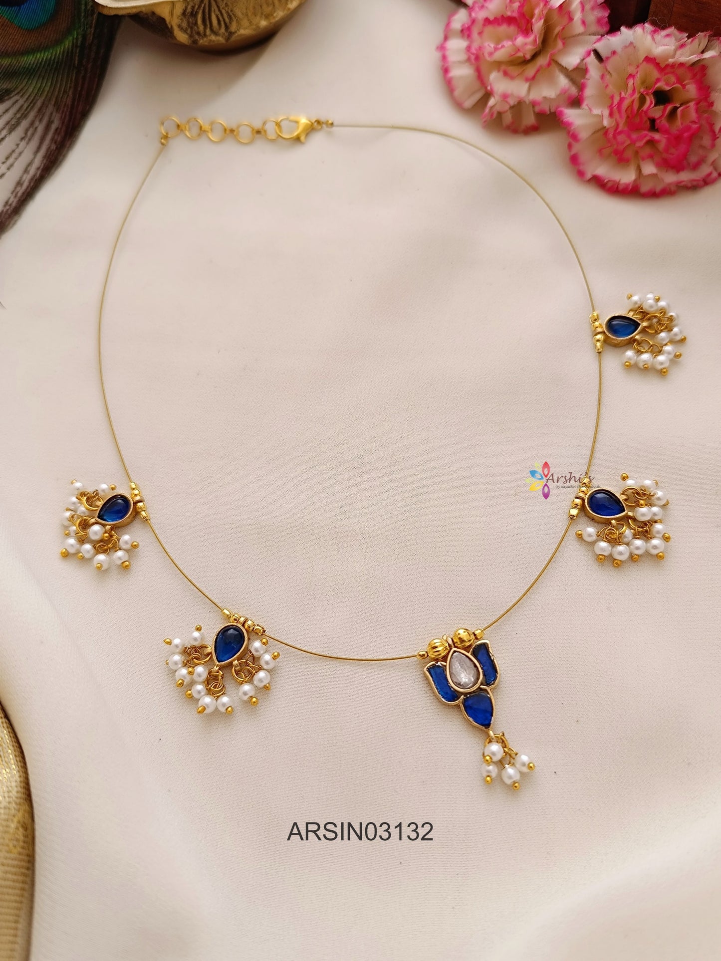 Lotus Blue Stone Invisible Necklace