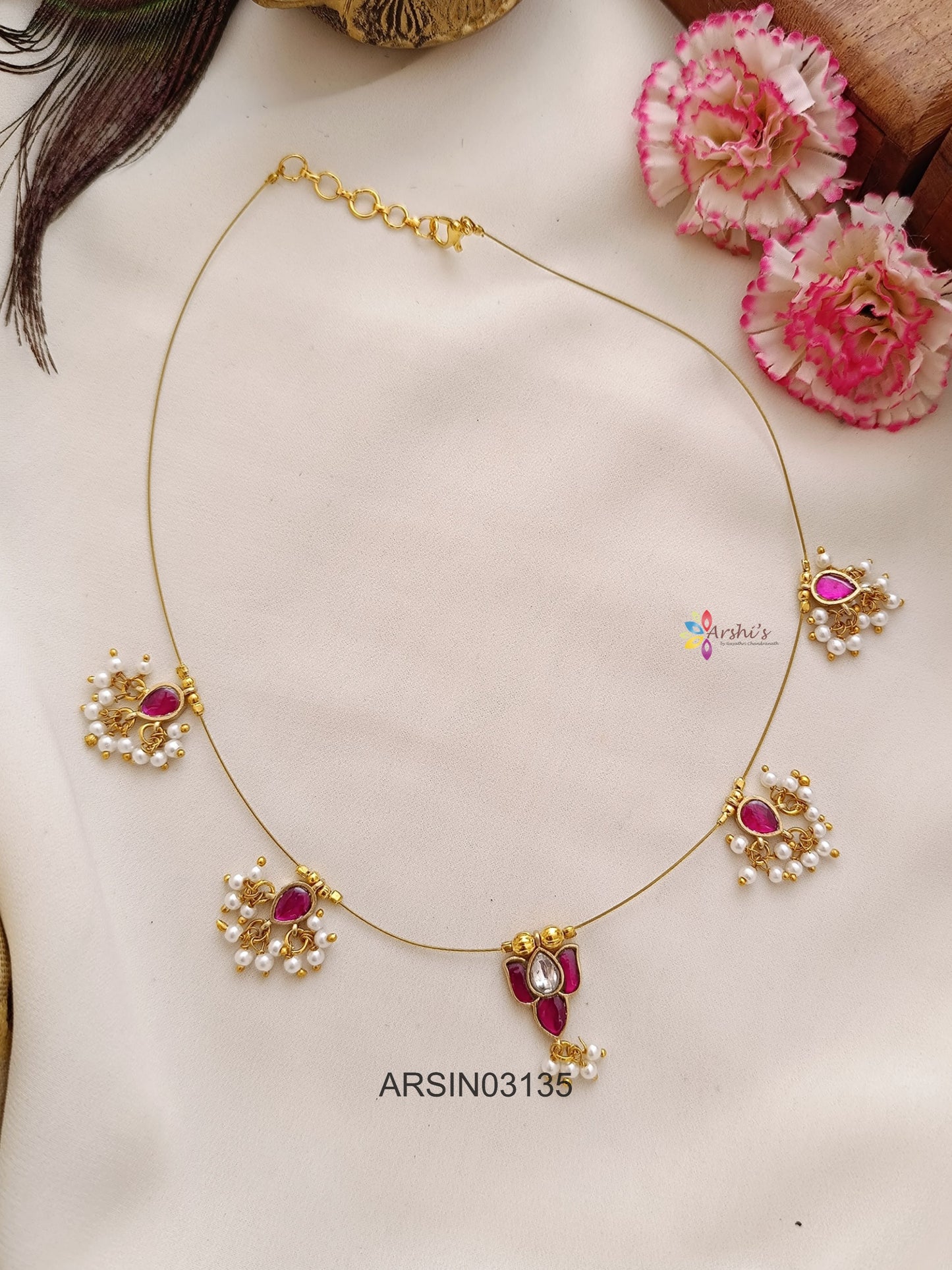 Lotus Pink Stone Invisible Necklace