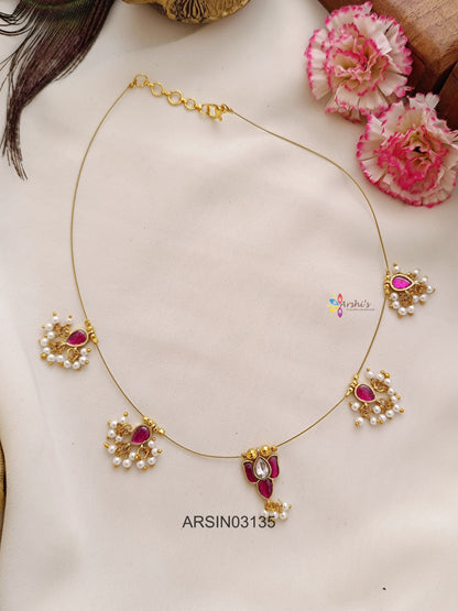 Lotus Pink Stone Invisible Necklace