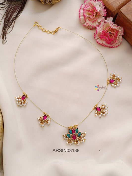 Lotus Stone Pearl Invisible Necklace