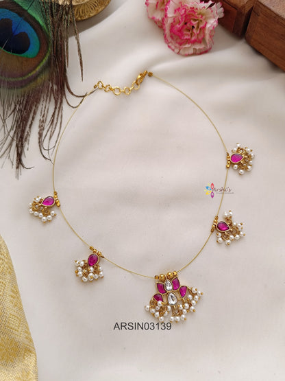 Lotus Stone and Pearl Invisible Necklace