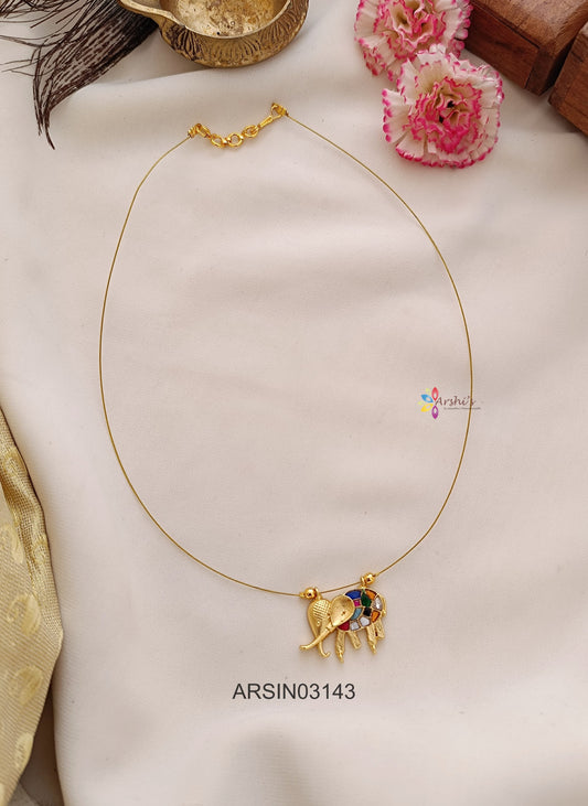 Elephant Multi Stone Invisible Necklace