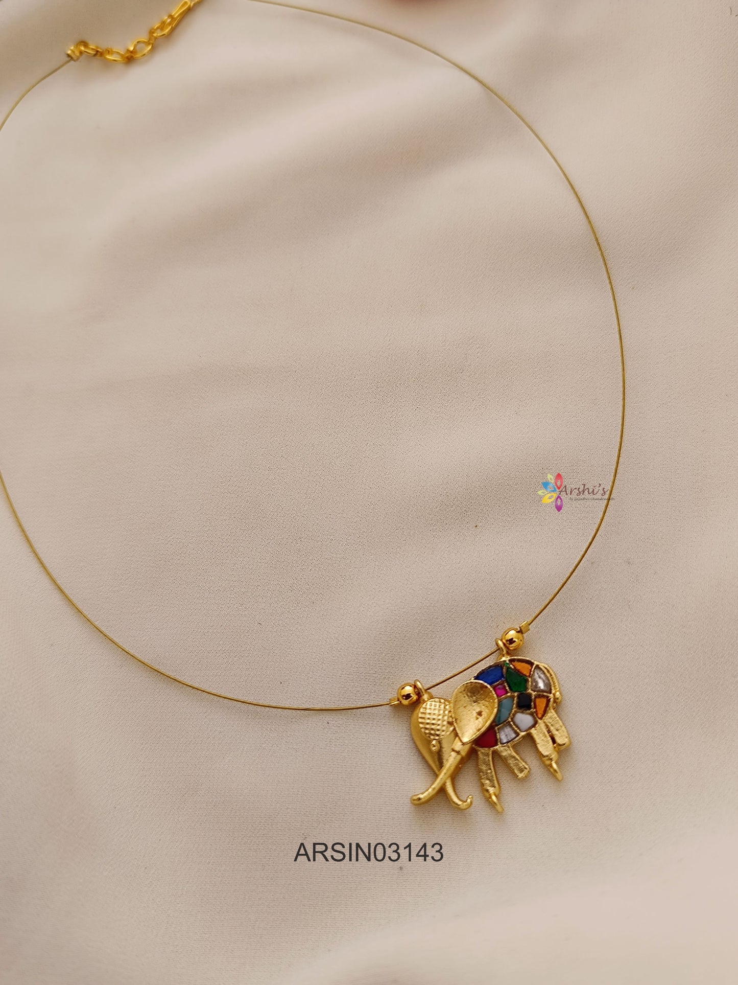 Elephant Multi Stone Invisible Necklace