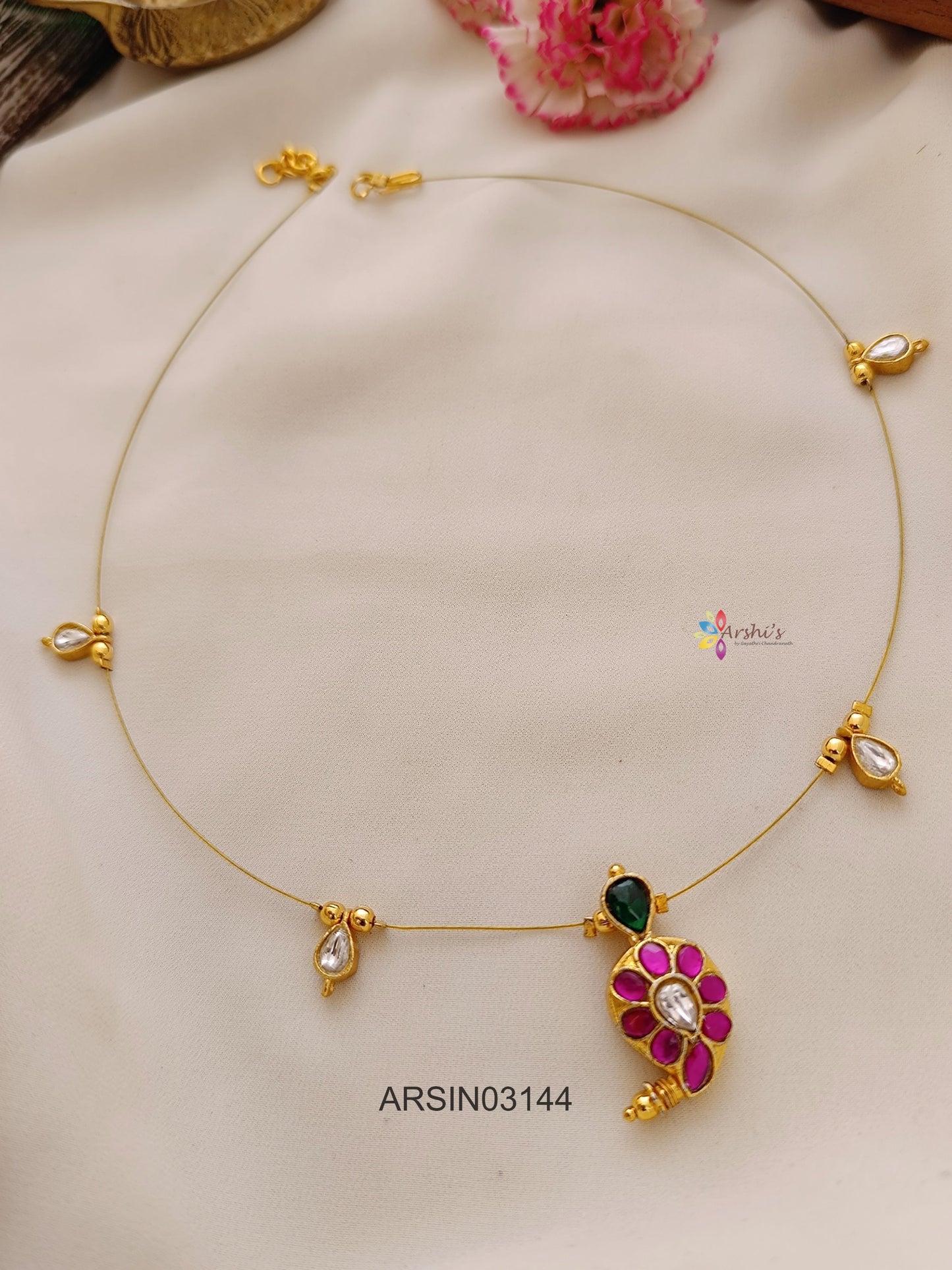 Mango Pink Stone Invisible Necklace