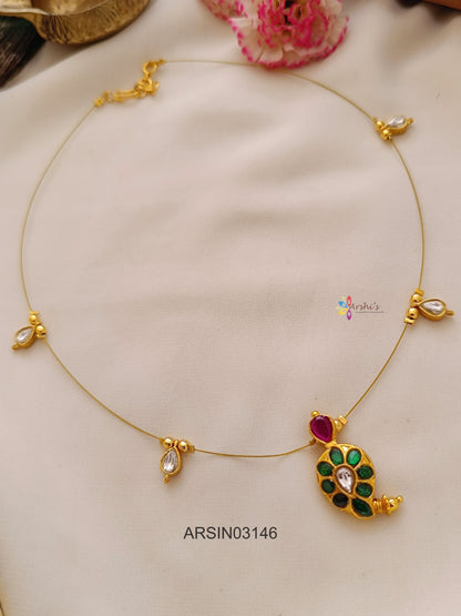 Mango Green Stone Invisible Necklace