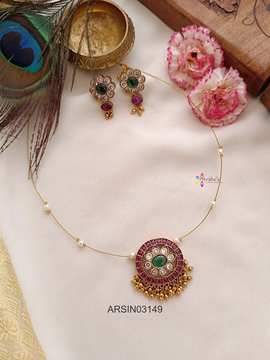 Round Stone Penadant Invisible Necklace