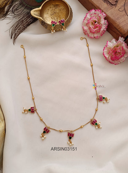 Five Lotus Design Necklace