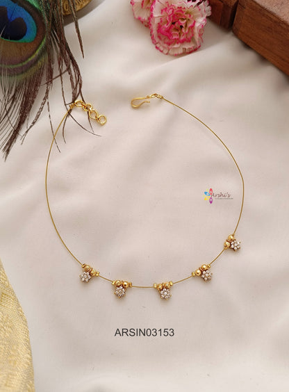 Five AD White Stone Invisible Necklace