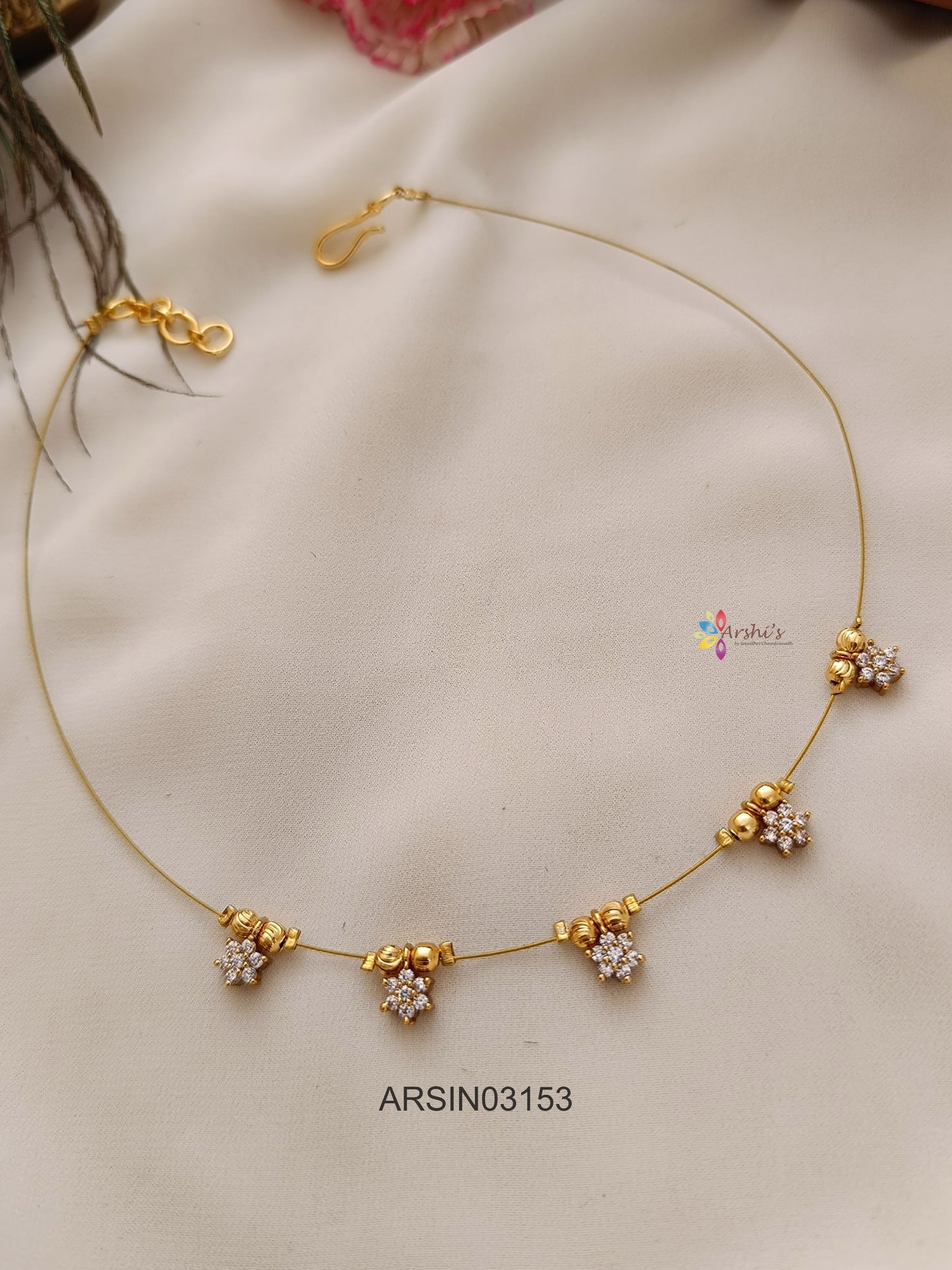 Five AD White Stone Invisible Necklace