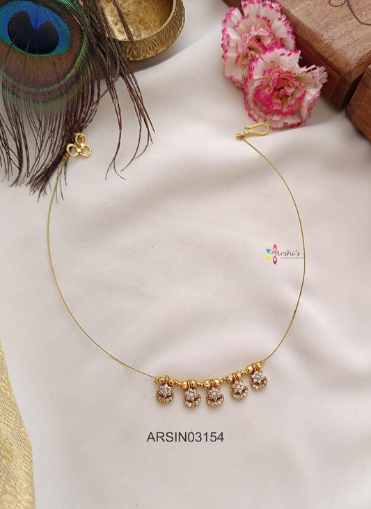 Five AD White Stone Invisible Necklace