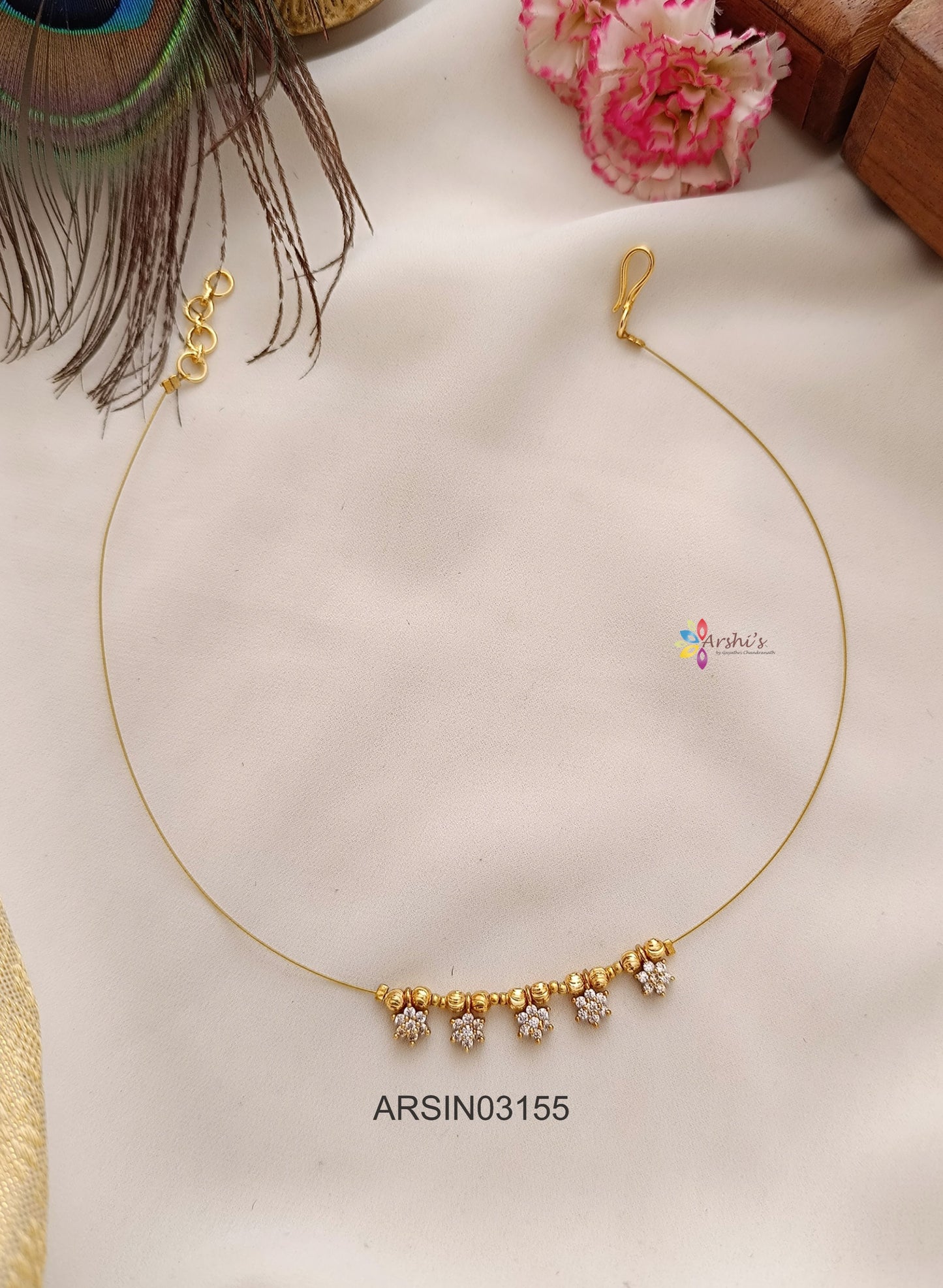 Five AD White Stone Invisible Necklace