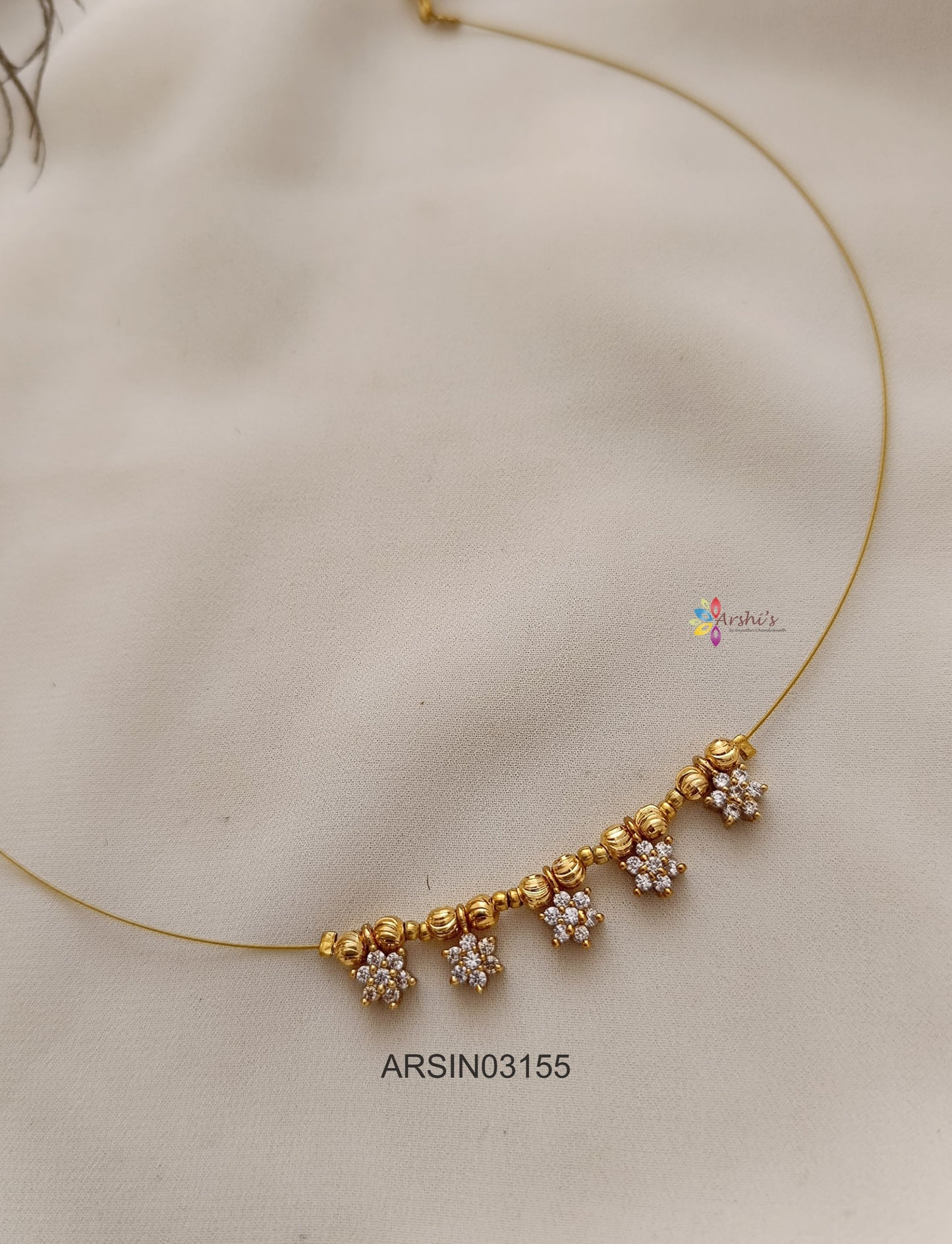 Five AD White Stone Invisible Necklace