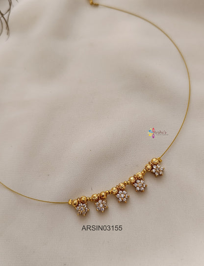 Five AD White Stone Invisible Necklace