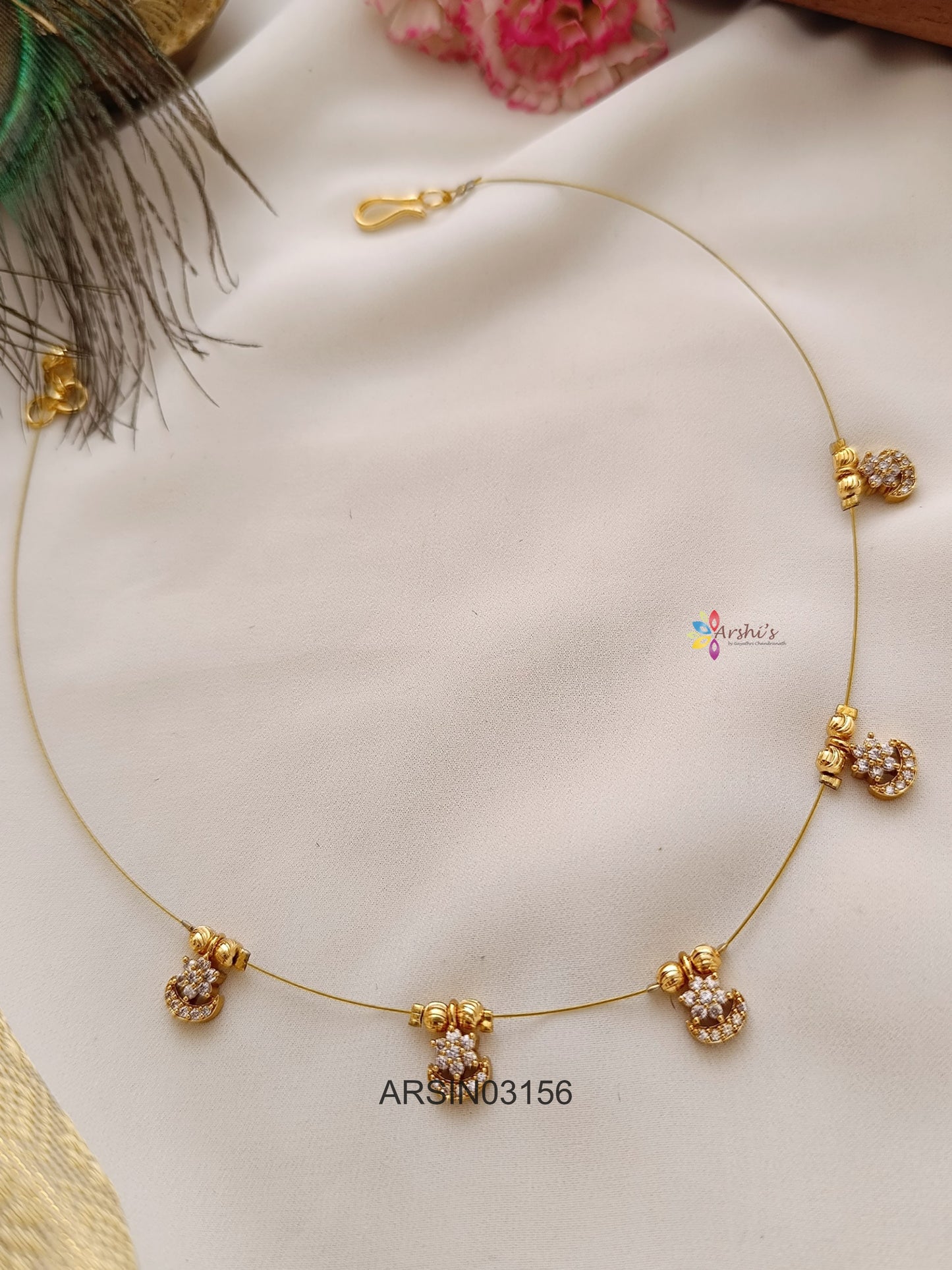 Five AD White Stone Invisible Necklace