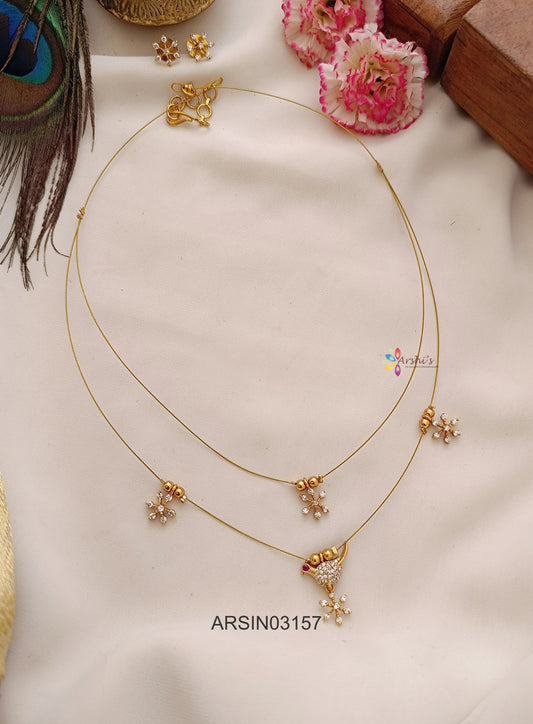 Two Layer AD White Stone Invisible Necklace