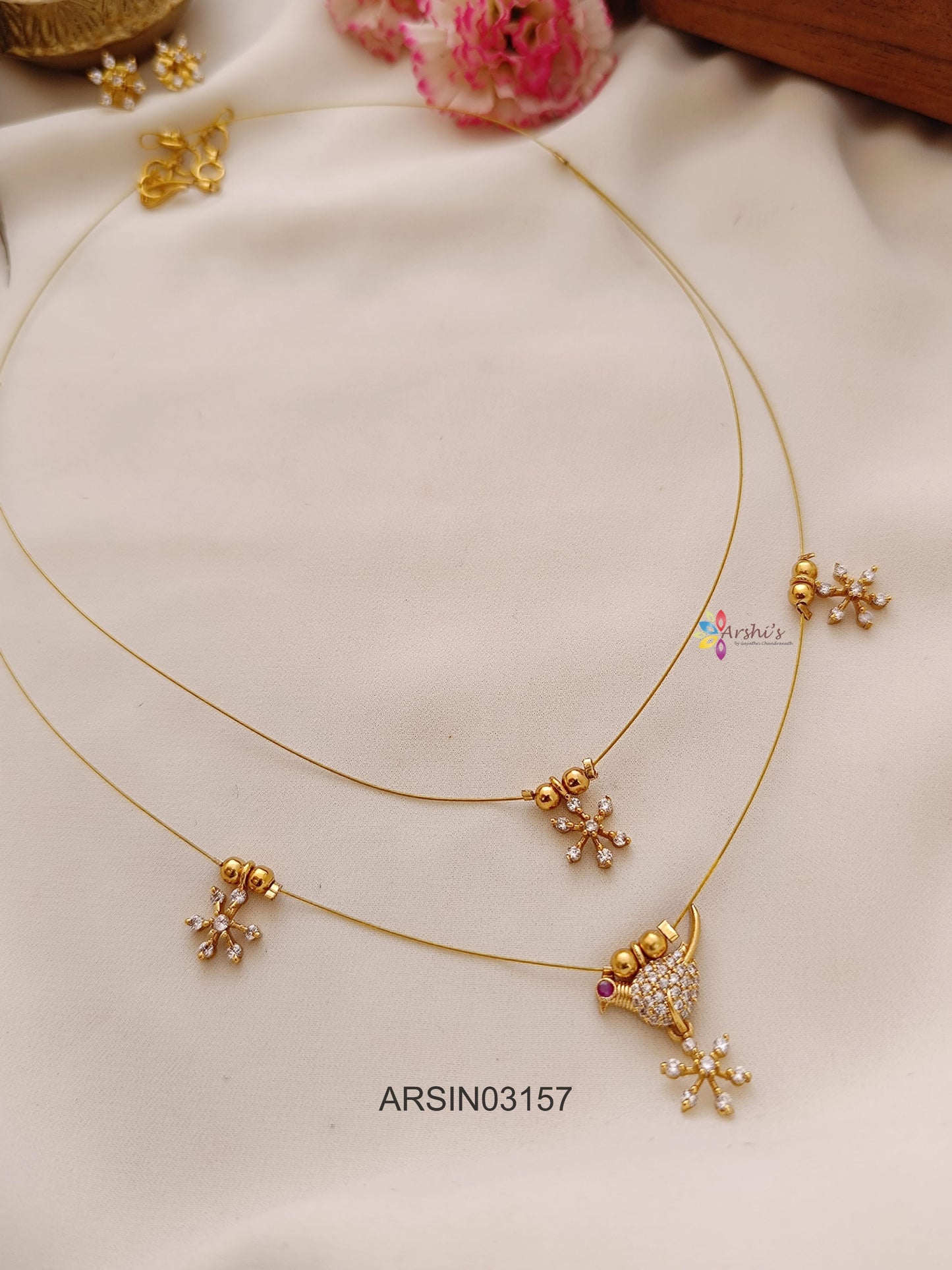 Two Layer AD White Stone Invisible Necklace