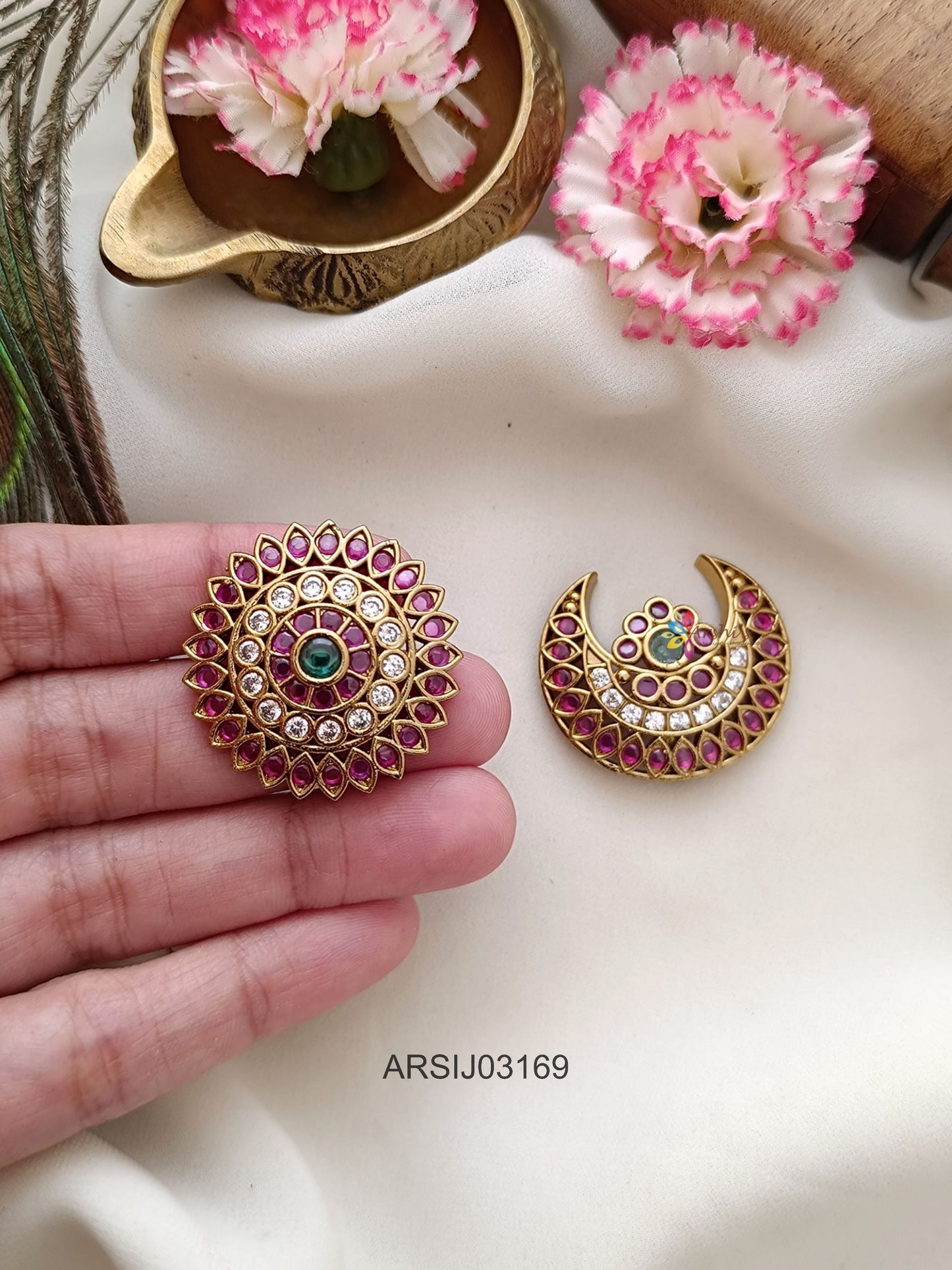 Surya Chandra Stone Hair Brooch