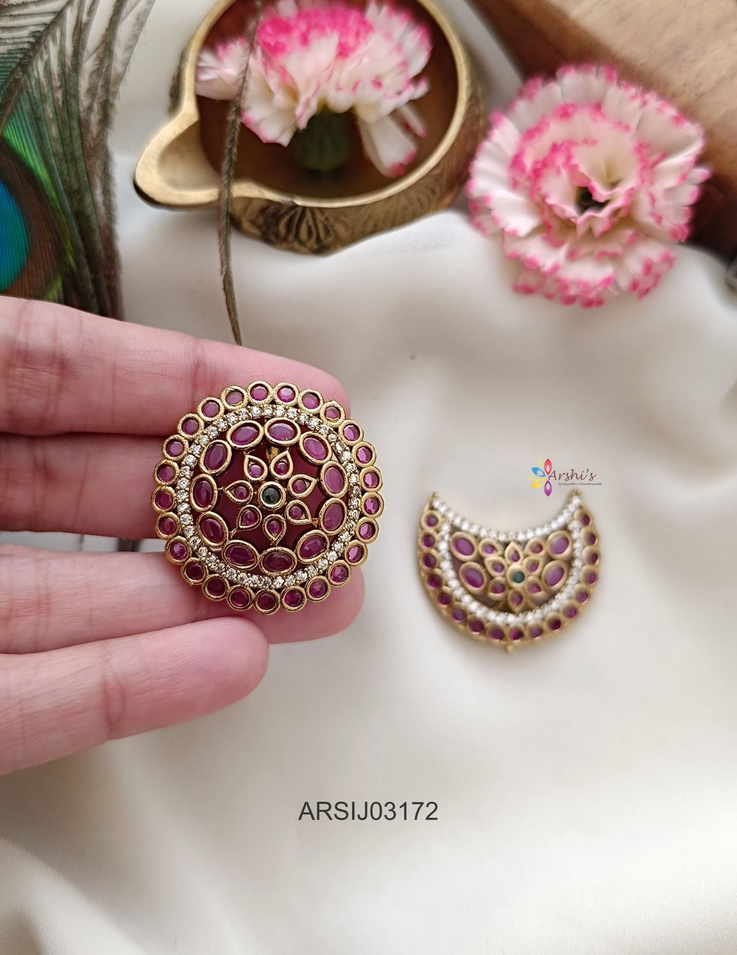 Surya Chandra Stone Hair Brooch