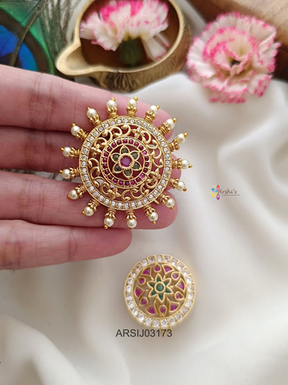 Surya Chandra with Pearl and Stone Hair Brooch