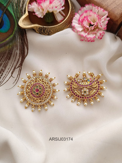 Surya Chandra with Pearl and Stone Hair Brooch