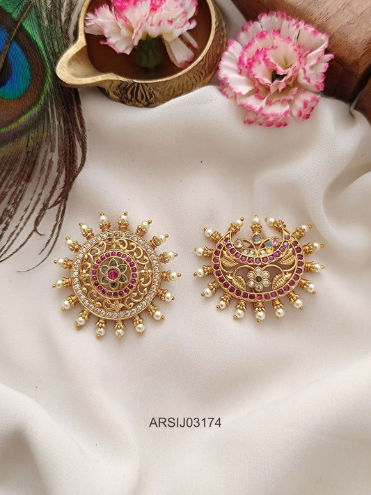 Surya Chandra with Pearl and Stone Hair Brooch