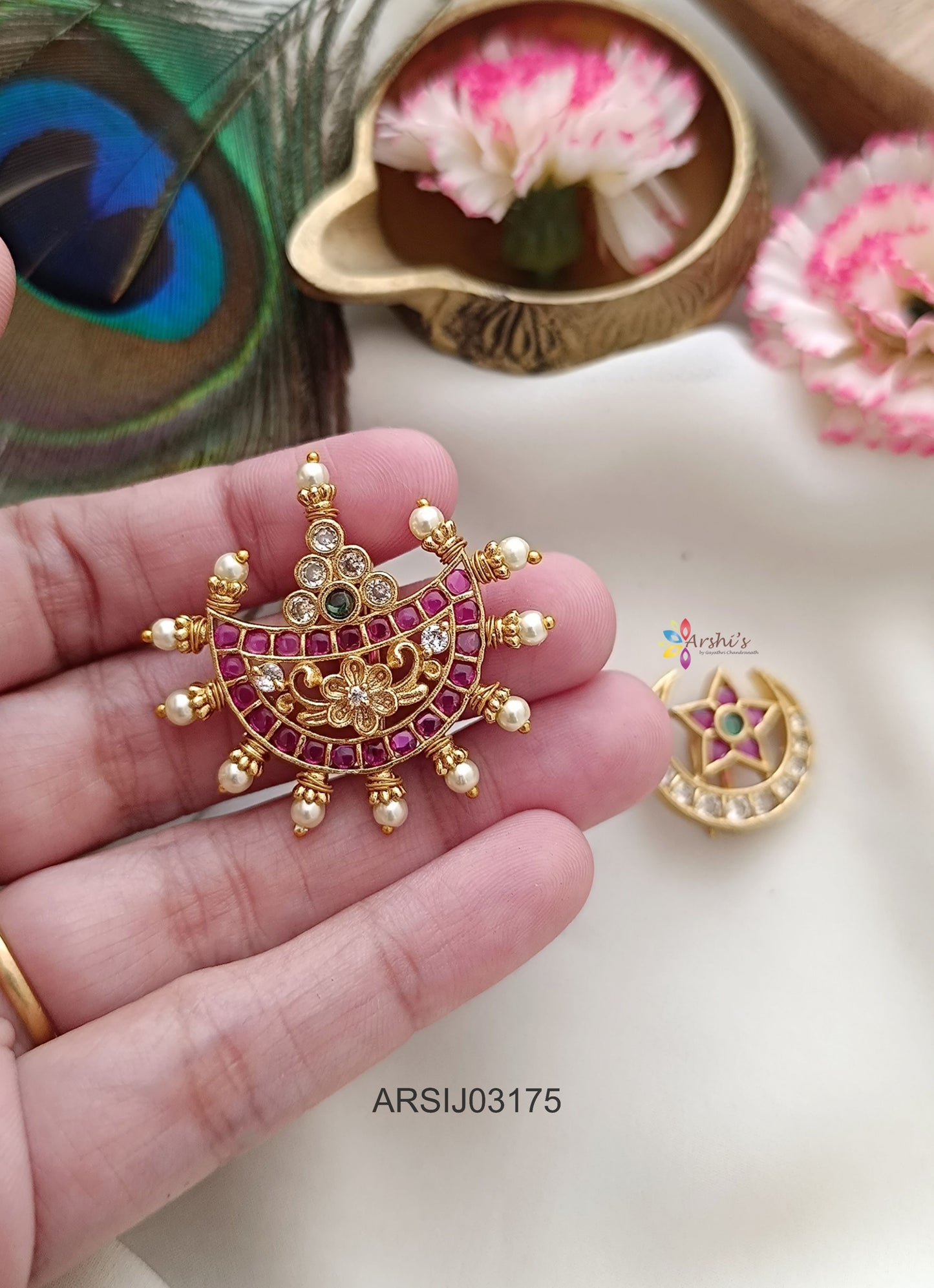 Surya Chandra Pearl Drop Hair Brooch