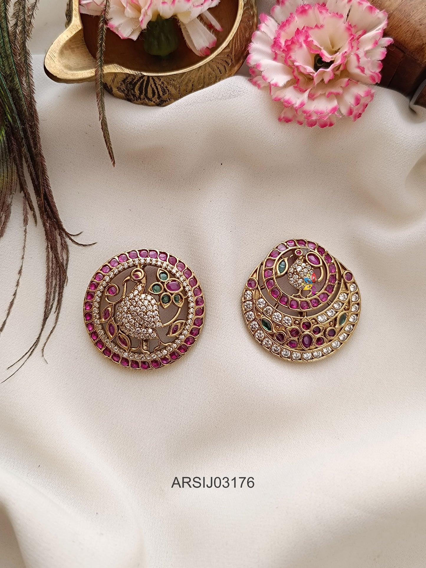 Peacock Surya Chandra Hair Brooch