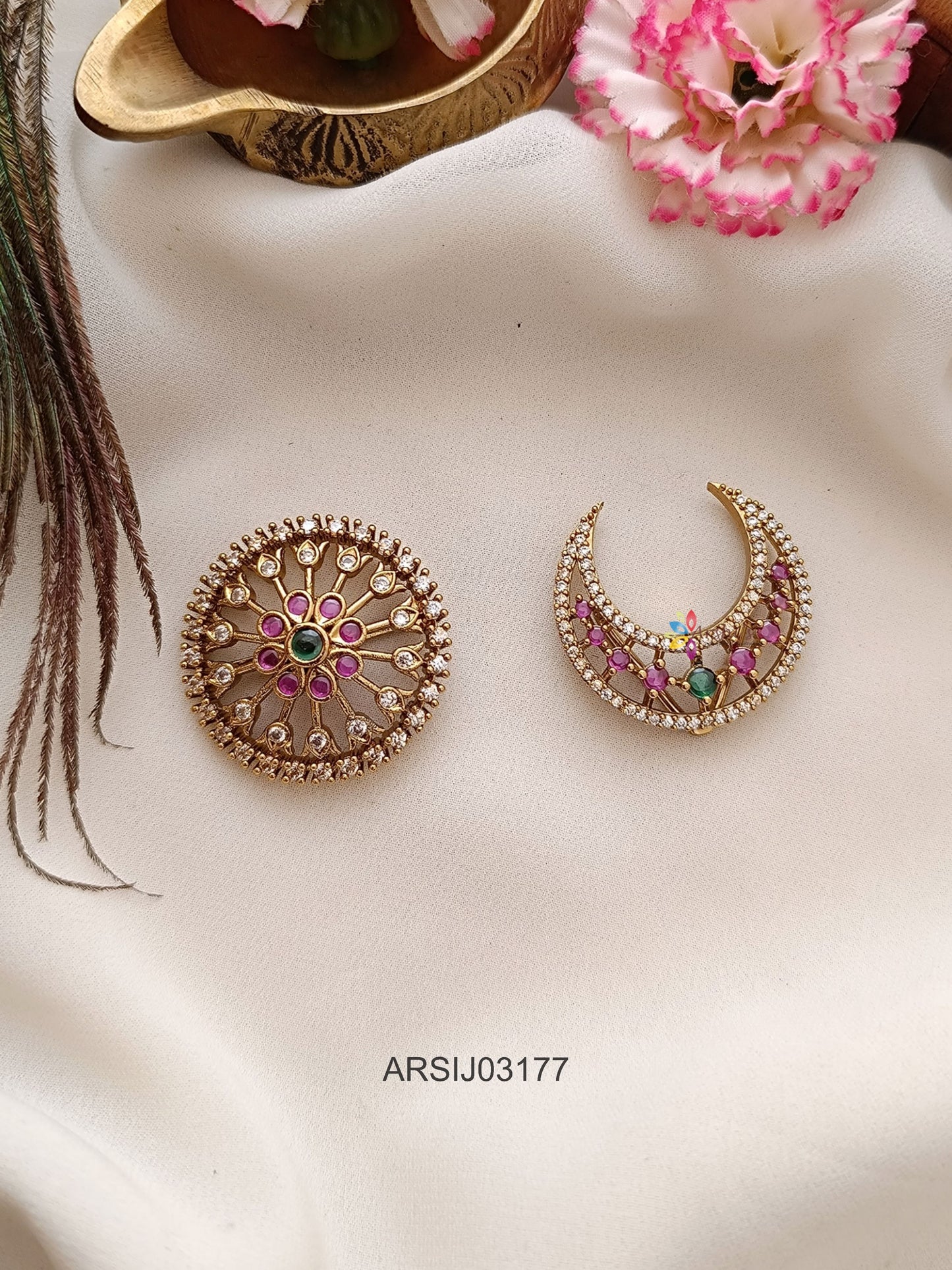 Surya Chandra Stone  Hair Brooch