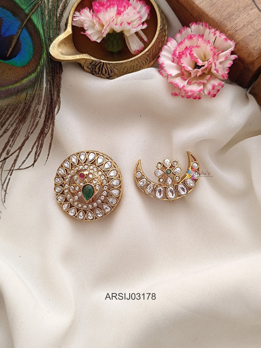 Surya Chandra Peacock Kundan Hair Brooch