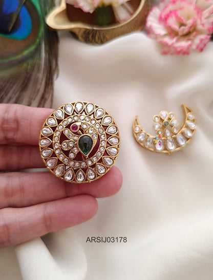 Surya Chandra Peacock Kundan Hair Brooch