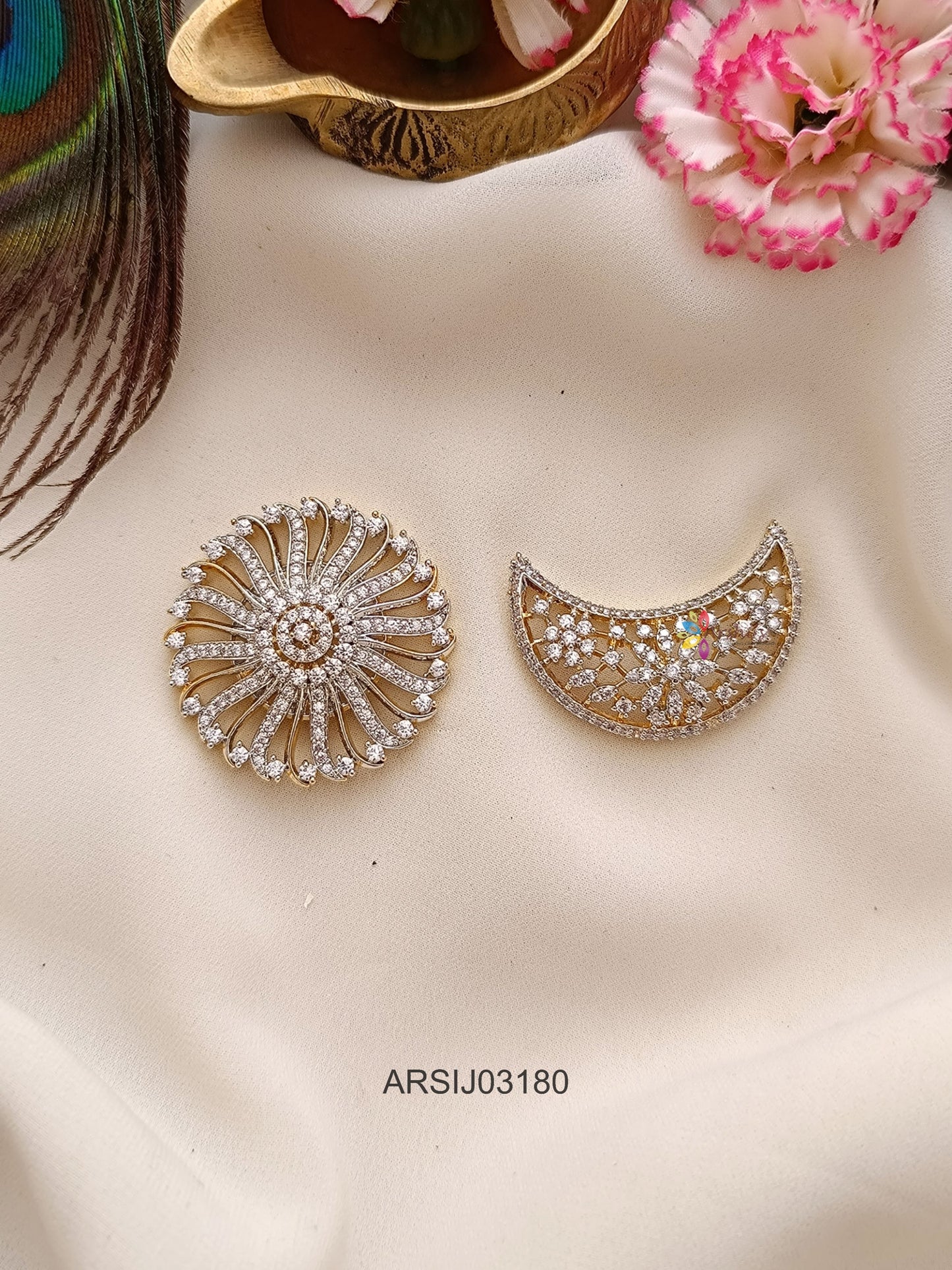 Surya Chandra White Stone Hair Brooch