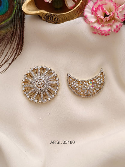 Surya Chandra White Stone Hair Brooch