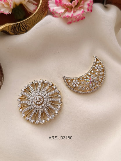 Surya Chandra White Stone Hair Brooch
