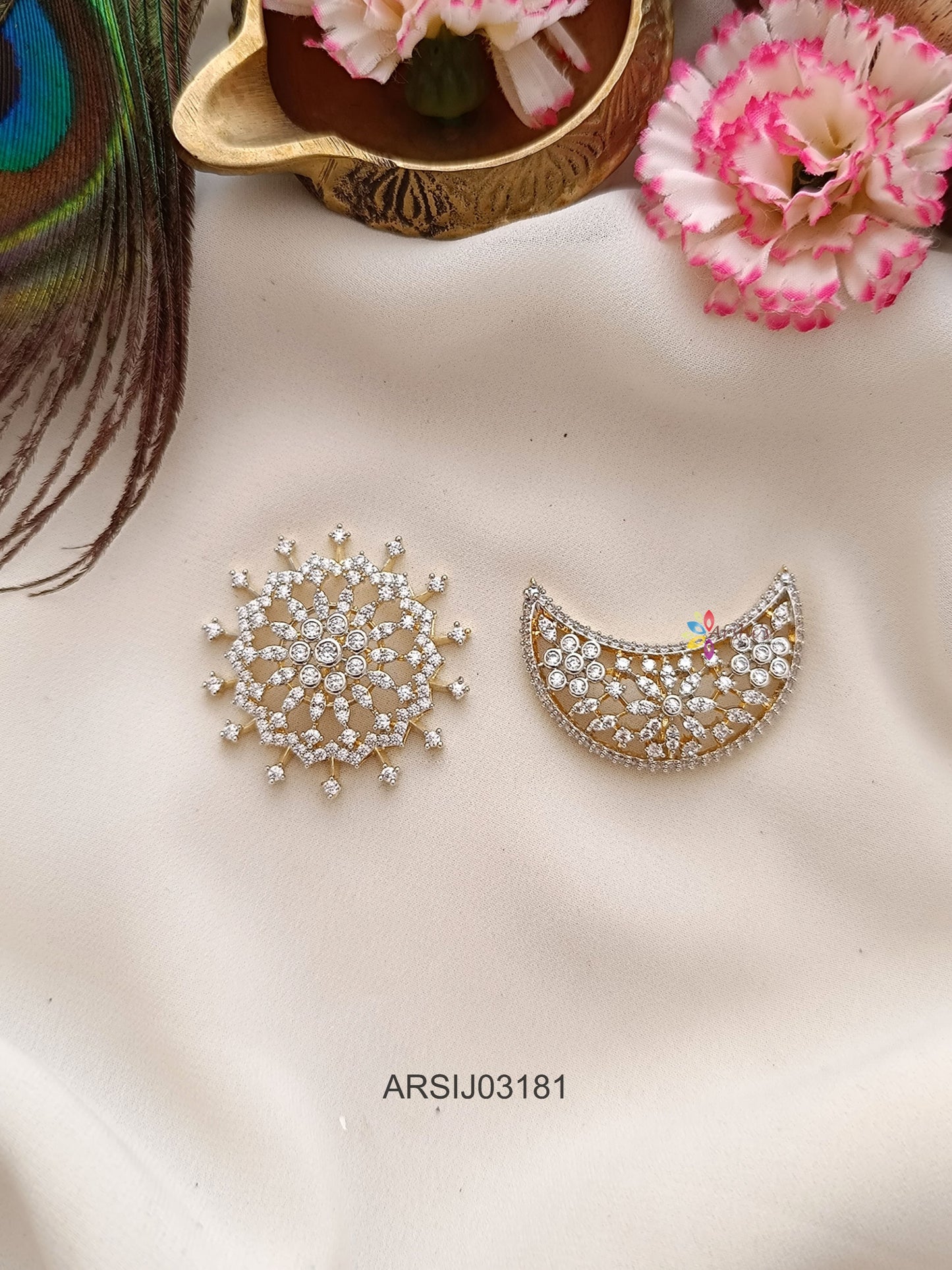 Surya Chandra White Stone Hair Brooch