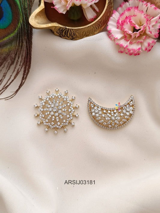 Surya Chandra White Stone Hair Brooch