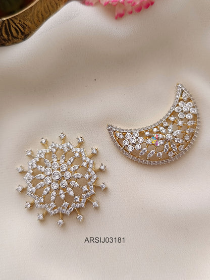 Surya Chandra White Stone Hair Brooch