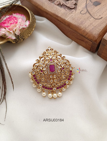 Ruby and White Stone Hair Brooch