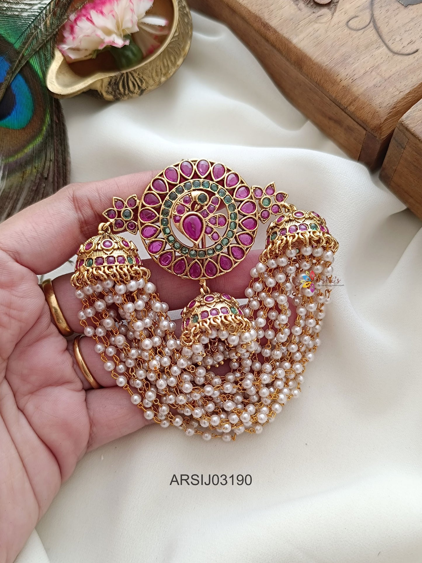 Kemp Peacock Pearls Hair Brooch