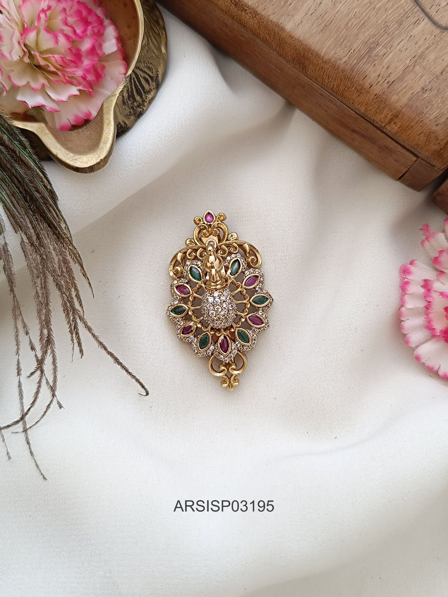 Peacock Floral Saree Pin