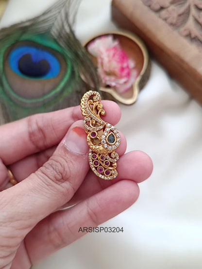 Peacock Stone Saree Pin