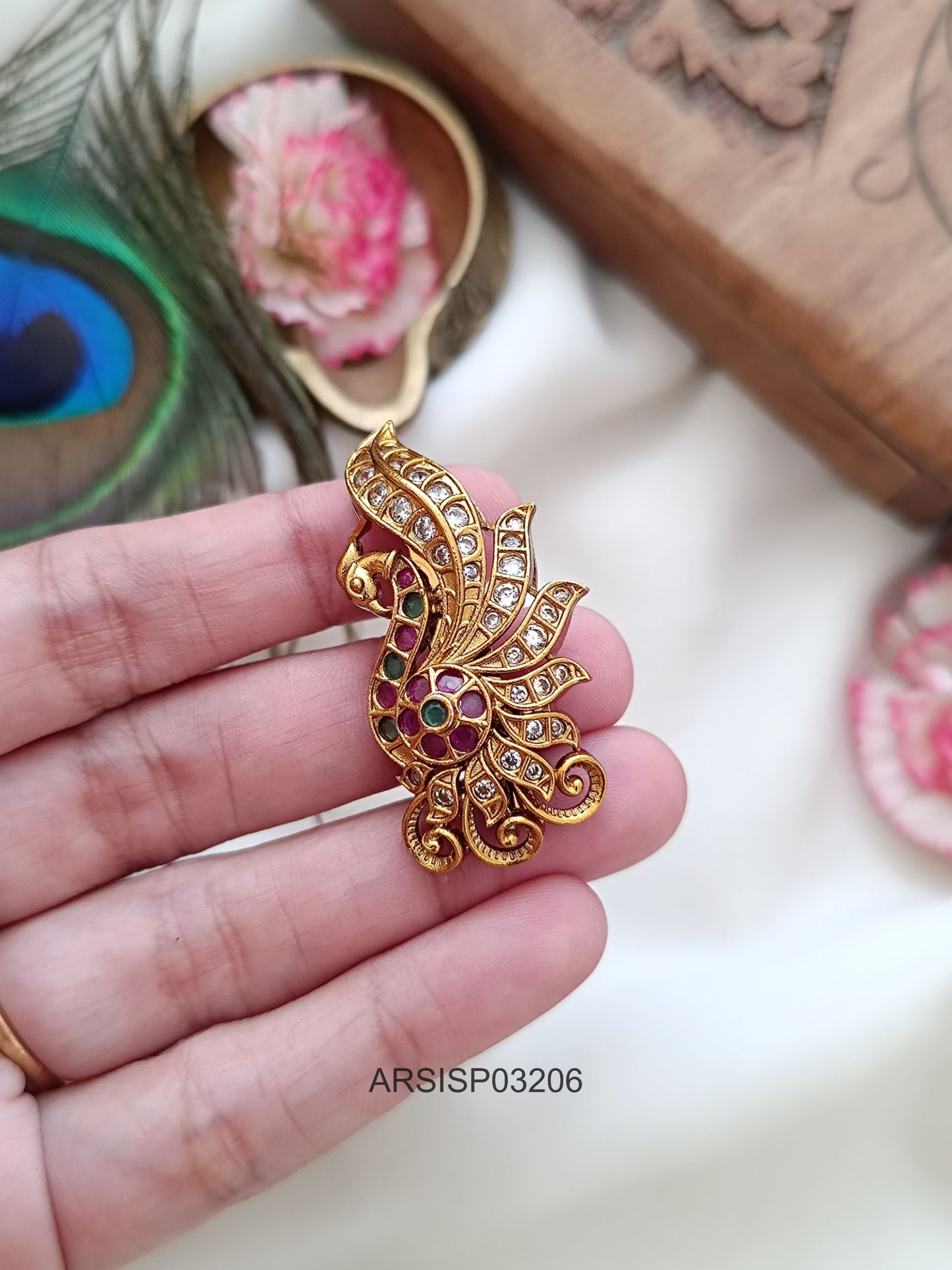 Dancing Peacock Saree Pin