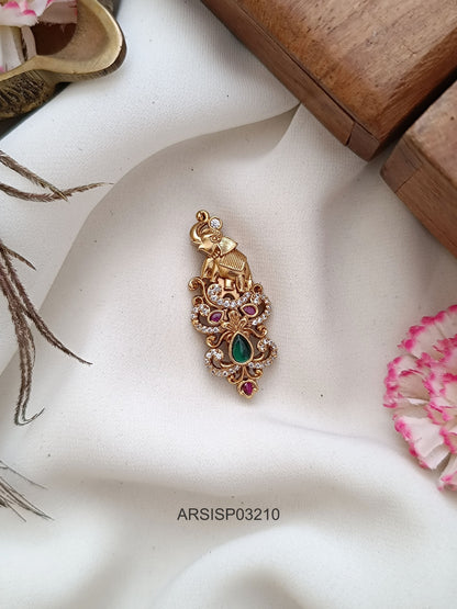 Elephant Multi Stone Saree Pin