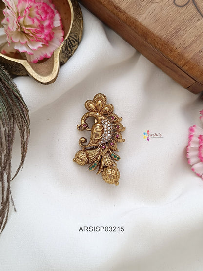 Antique Peacock Design Saree Pin