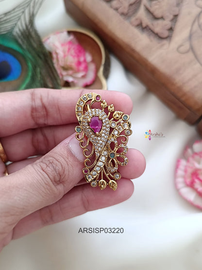 Peacock Multi Stone Saree Pin