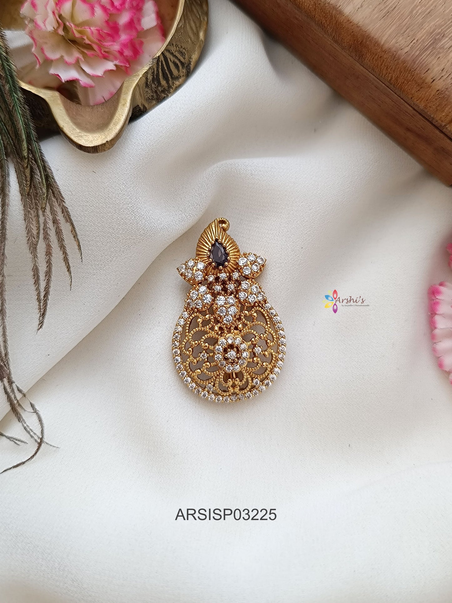 Mango Purple Stone Saree Pin