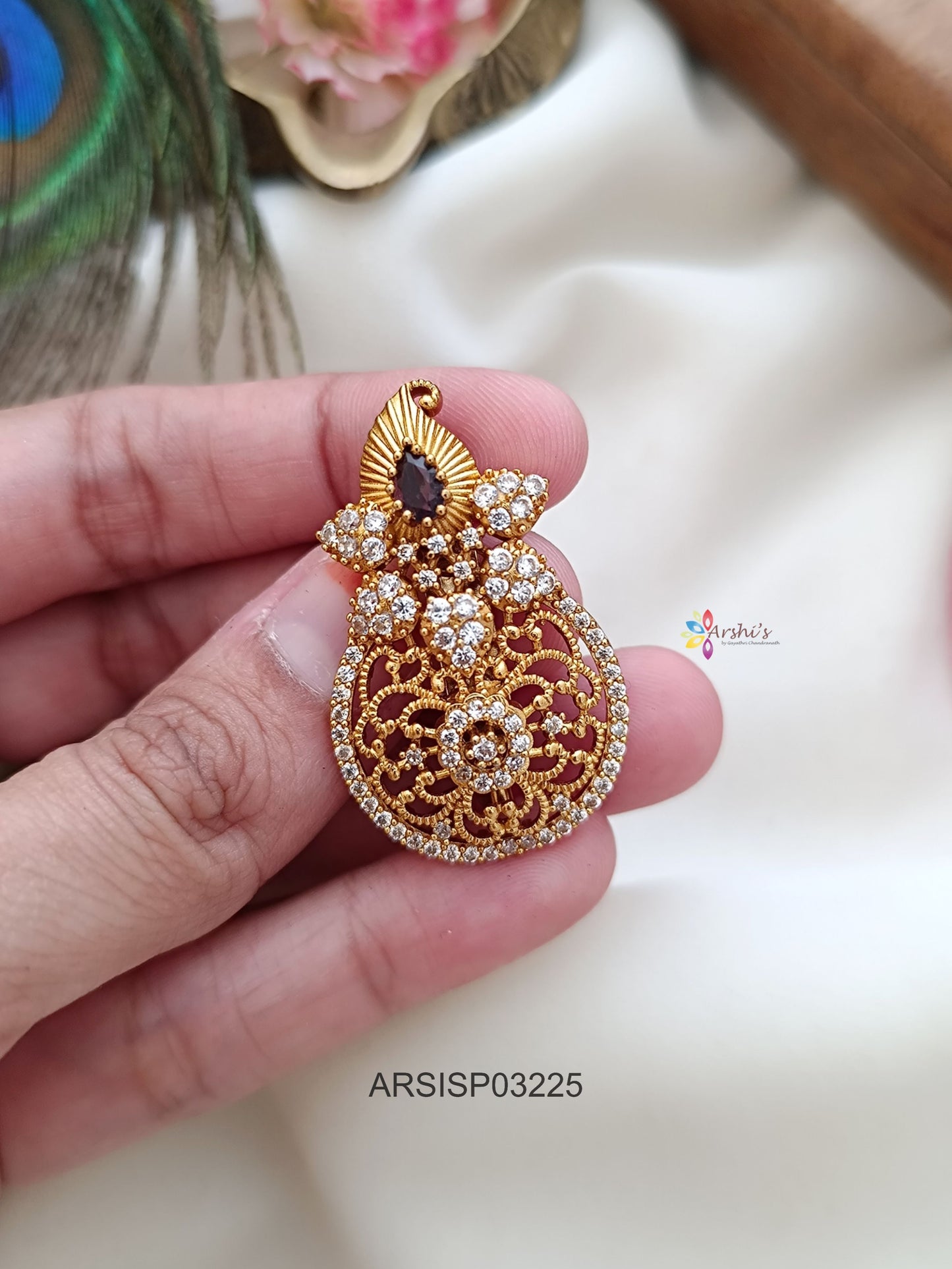 Mango Purple Stone Saree Pin