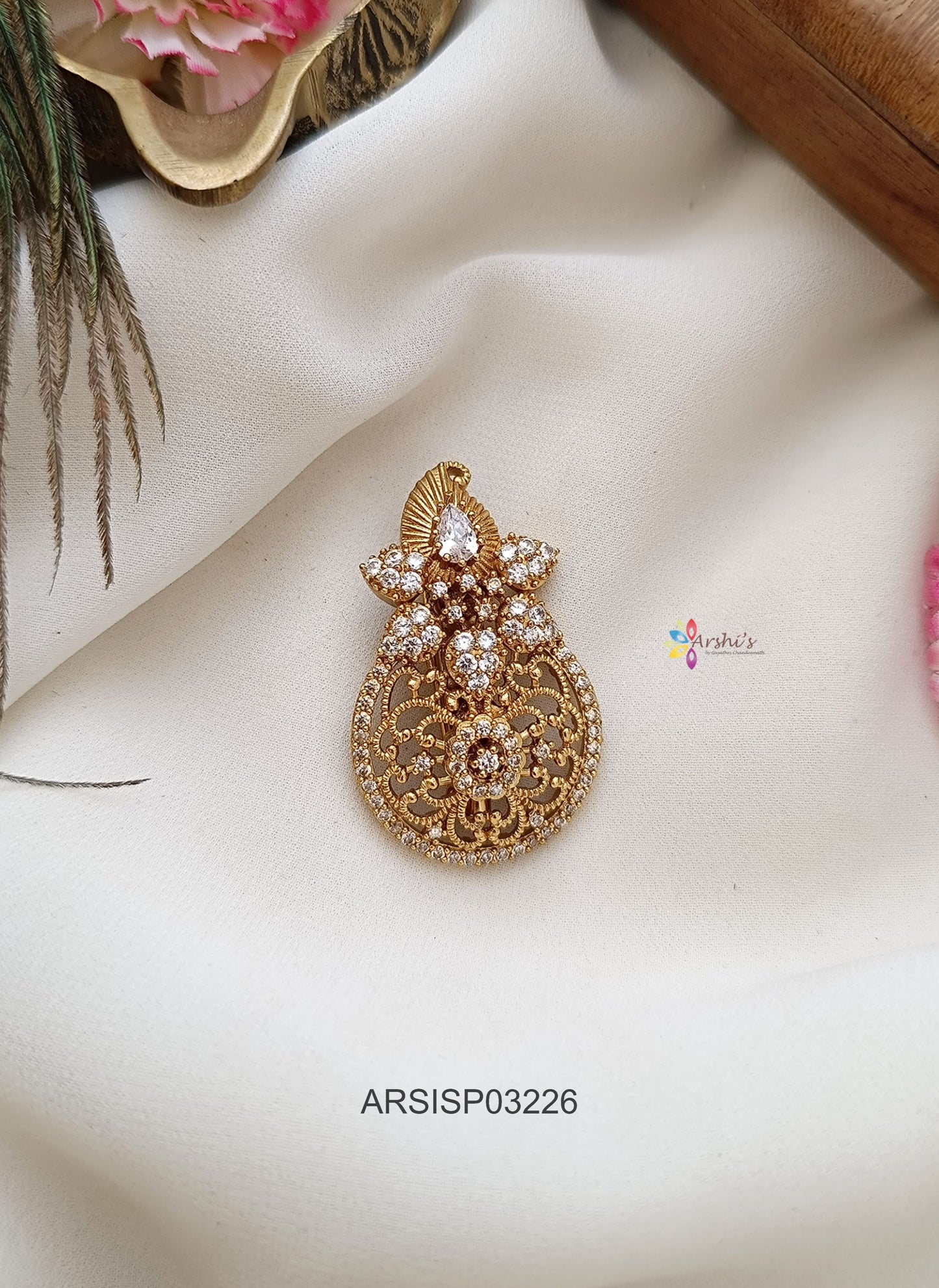 Mango White Stone Saree Pin