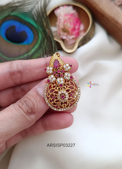 Mango White and Red Stone Saree Pin